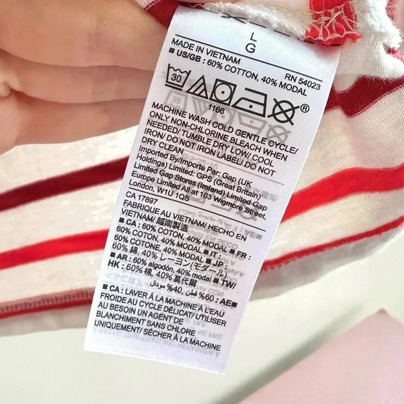 GAP Favorite T-Shirt, Women’s Red Maroon Striped Short Sleeve Shirt, Size Large - Picture 8 of 16